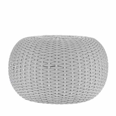 Hocker Moon aus robustem Kunststoff, modern, hellgrau, Ø 60 cm, pflegeleicht und lang