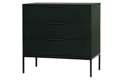 Kommode Adam aus Kiefernholz, modern mit 3 Schubladen, schwarz, stabile Metallgriffe
