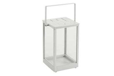 Windlicht Belfort aus Aluminium und Glas, modern, Weiß, quadratisch, 27x27x43 cm