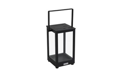 Windlicht Belfort aus Aluminium und Glas, modern, quadratisch, schwarz, Small, 20x20x