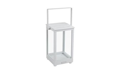 Windlicht Belfort aus Aluminium und Glas, modern, quadratisch, Weiß, Small, von Brafa