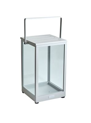 Windlicht Belfort aus Aluminium, modern, hellgrau, großes Design für stilvolle Akzent