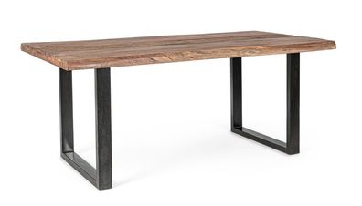 Esstisch Hamnington aus Akazienholz, modernes Design, Natur, 180 cm, Metallgestell in