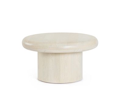 Couchtisch Zepolez aus Mangoholz, rundes Design, creme, Ø 60 cm, stilvoll für Dein Wo