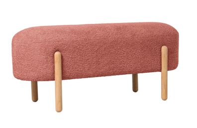 Bank Layida aus Boucle-Stoff, modern skandinavisch, Rot, gepolstert, Gestell Natur