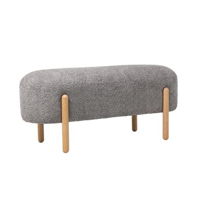 Bank Layida aus Boucle-Stoff, modern skandinavisch, grau hellgrau, gepolstert, Gestel