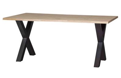 Esstisch Tablo Eiche Baumkante, modern mit X-Gestell aus Metall, natur, 180 cm, für 4