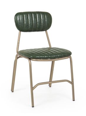 Stuhl Yada Kunstleder, Industrial Design mit Nieten, gepolstert, grün und gold, Bizzo