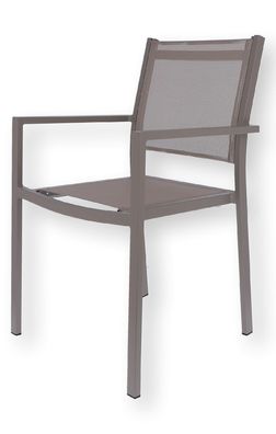 Stapelsessel Aria aus Aluminium und Textilene, Outdoor-Stuhl im modernen Design, taup