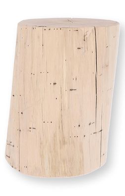 Hocker Block Eiche massiv, rundes Design, natur, Höhe 38 cm, handgefertigtes Unikat