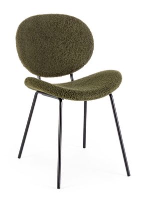 Esszimmerstuhl Eidami Boucle-Stoff, modern skandinavisch, dunkelgrün, gepolstert, Met