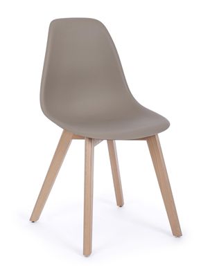 Stuhl Stemsy 4er-Set aus Kunststoff und Buchenholz, modern, taupe, komfortabel für De