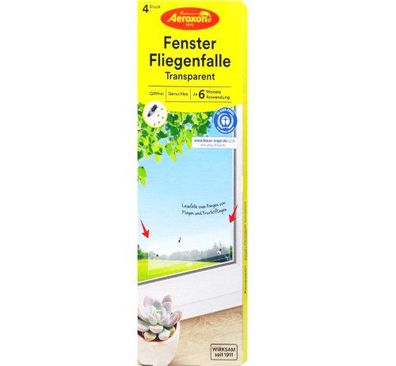 Aeroxon Fenster Fliegenfalle Insekten Mücken Fruchtfliegen 4x Leimfalle Giftfrei