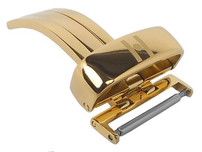 HIRSCH Deployment BUCKLE + | Faltschließe Edelstahl goldfarben 31124