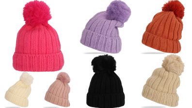 Wintermütze warm Winter Mütze Strick-Mütze Kunstfell Bommel-Mütze One-Size Herren