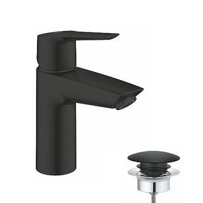 Wassersparende Badarmatur GROHE Start 235502432, mattschwarz, Höhe 17 cm, mit Push-Op