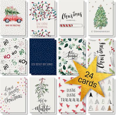 SIGEL DS701 Weihnachts-Postkarten-Set "Colourful Christmas" | A6 | 24 Karten | 12 unt