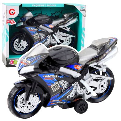 Lean Toys Racing Motorrad Racer Antrieb Lichter Sounds Schwarz Und Blau