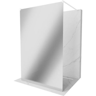 Mexen Kioto Duschwand Spiegel 100x200cm, 8mm Glas, Weiß, Aluprofil