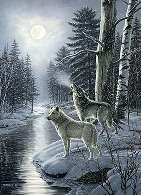Heulende Wolfe im Mondlicht