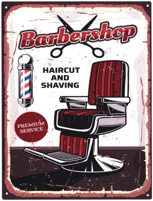 Deko Blechschild Friseur Barbershop Service 25x33 Vintage Design Metall Schild