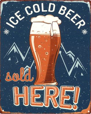 Moritz Blechschild Ice Cold Beer Weizen 20 x 25 cm Retro Vintage Tin sign Wand