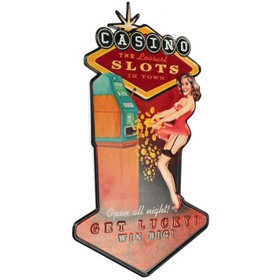 Moritz Blechschild CASINO Slots Get Lucky! 36 x 57 Vintage Retro Nostalgie Metal