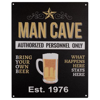 Blechschild 20 x 25 cm MAN CAVE Authorized Personnel Only Bier Retro Vintage
