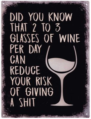 Deko Blechschild 3 Wine per Day Wein trinken 25x33 Vintage Design Metall Schild