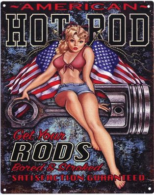 Deko Blechschild Hot Rod Get Your Rods 20 x 25 Vintage-Design Metall Schild