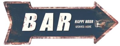 Blechschild Bar Happy Hour Served Here Deko Schild Aufschrift Dekoration 20 x 50