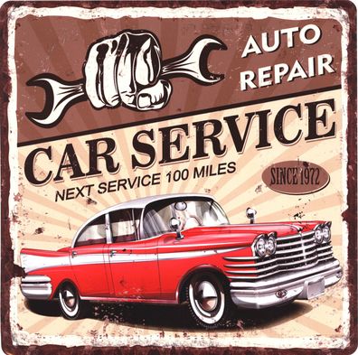 Retro Deko Blechschild Car Repair Service Werkstatt Vintage-Design Metall Schild