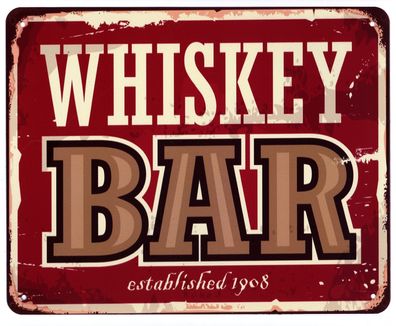 Blechschild Whiskey BAR Whisky Deko Schild mit Aufschrift Aufdruck Blech 20 x 25