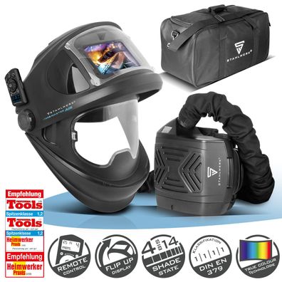 Stahlwerk Automatik Schweißhelm MASTER AIR Frischluftsystem TH3 Atemschutz PAPR