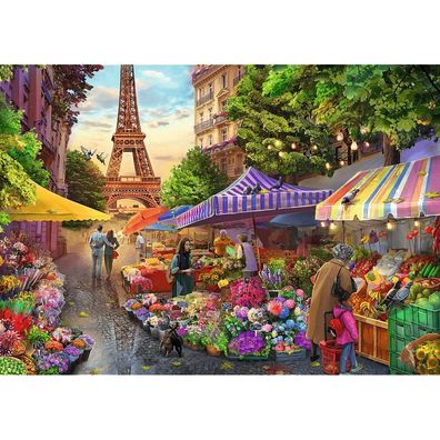 TREFL Puzzle Premium Plus Tea Time: Blumenmarkt 1000 Teile