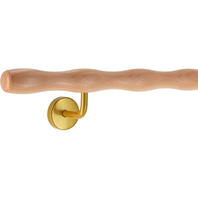Holz Handlauf Buche wellenförmig Ø 42 mm gewinkelte Edelstahl Handlaufhalter