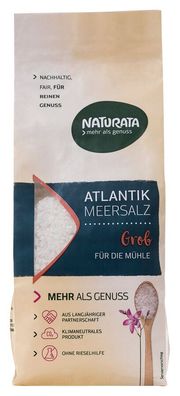 3x Naturata Atlantik Meersalz, grob für die Mühle 500g