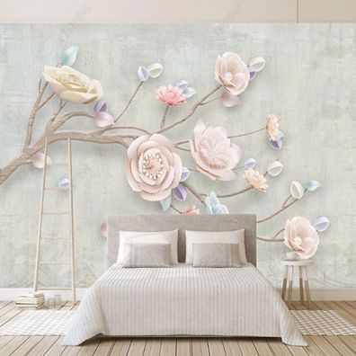 3D Fototapete Rosa Blumen Modern Floral Wandtapete Vlies Wandbild XXL 10638