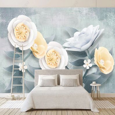 3D Fototapete Modern Blumen 3D Floral Wandtapete Vlies Wandbild XXL 10640