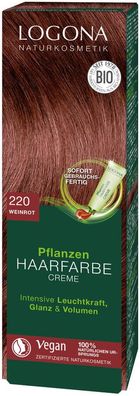 6x Logona Pflanzen Haarfarbe Creme 220 weinrot 150ml