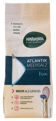 6x Naturata Atlantik Meersalz, fein 500g