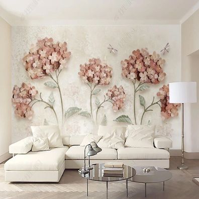 3D rosa Hortensien Metall Wandkunst florale Wanddekoration modern Design 10660