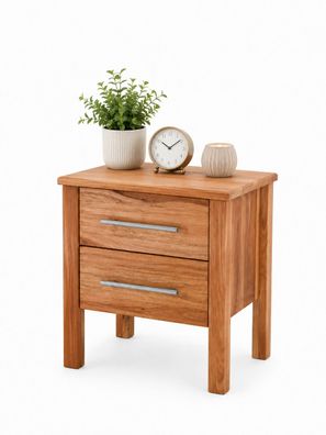 Nachtkonsole Wildeiche geölt Nachtschrank 2 Schubladen #4535