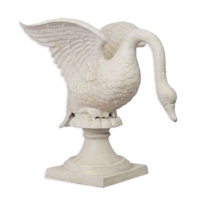 Skulptur Schwan Gusseisen Replikat Retro Design Dekoration