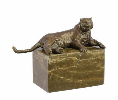 Bronzeskulptur Tiger Replikat Retro Design Dekoration