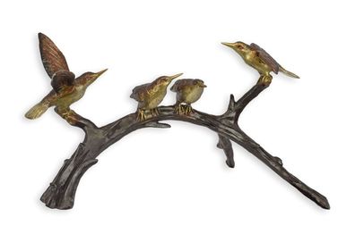 Bronzeskulptur Kolibri Baum Vögel Replikat Retro Design Dekoration