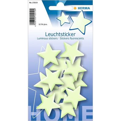 HERMA Leuchtsticker Herma 15019 - Sterne permanent Kunststoff Pckg/12