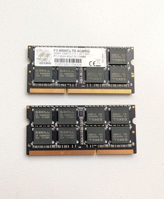 G. Skill 8GB (2x4GB) DDR3 SO-DIMM 1066MHz PC3-8500 CL7 RAM F3-8500CL7D-8GBSQ