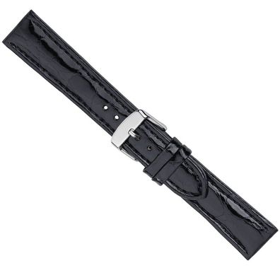 Ersatzband Uhrenarmband Leder Band schwarz 26576S