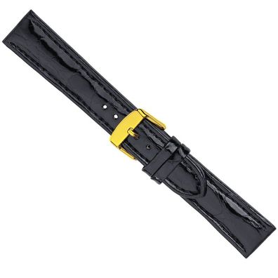 Ersatzband Uhrenarmband Leder Band schwarz 26577G